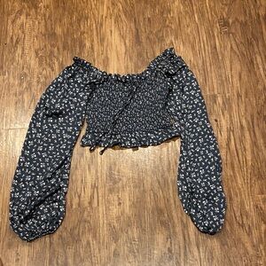 Altar'd State Navy Floral Crop Top
